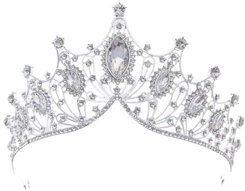 Barock Braut Kronen, Barock Strass Stirnband, Krone Kristalle Tiara, Hochzeit Diadem, Krone Strass, Diademe für Mädchen Kristall, für Braut Frauen Hochzeit Abschlussball Festzug (Silber)