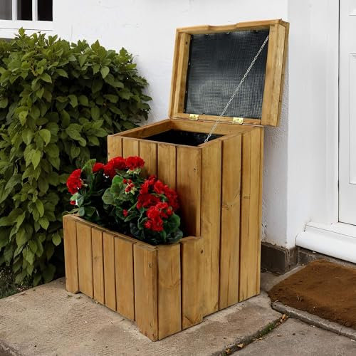 Zest Parcel Box Outdoor with Planter – Delivery Box for Parcels Waterproof – Internet Delivery Parcel Bin - Softwood - 16 Litres - 0.70 m (W) x 55 m (D) x 0.54 m (H)