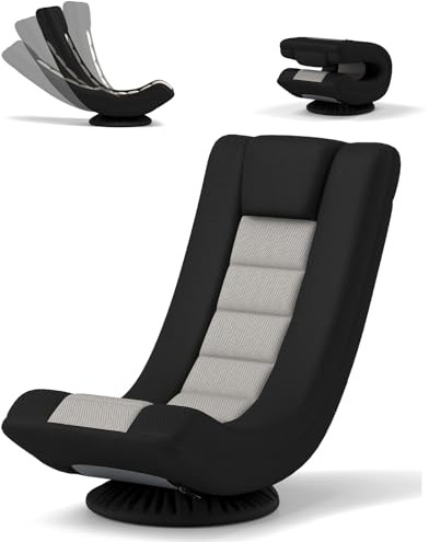 Multigot Folding Floor Chair, 360° Swivel Single Lazy Sofa Recliner with 4-Position Adjustable Backrest, High Back Floor Gaming Chair Padded Sleeper Recliner for Living Room Bedroom Office
