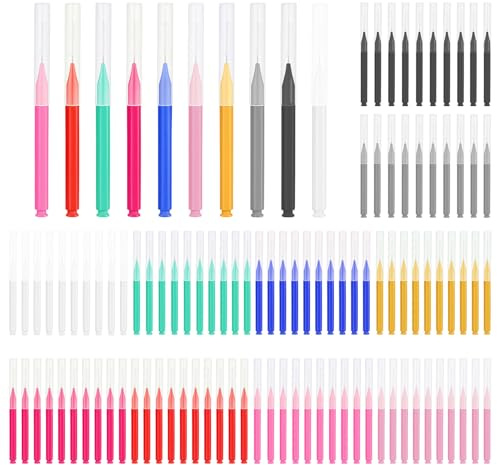 100 Pcs Interdental Brushes, Dental Brushes for Cleaning Gaps Between Teeth, Tooth Picks Floss Sticks Tooth Cleaning Tool for Braces Oral Cleaning(10 Colors)