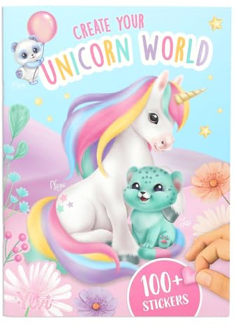 Depesche 13880 Ylvi Create Your Unicorn World - Stickerbuch mit 20 Seiten zum Gestalten magischer Hintergrund-Motive, inkl. 6 Stickerbogen Glitter-, Silber- und Schaumstoff-Sticker