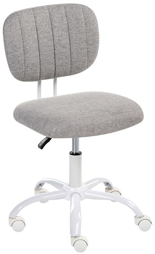 Beliani Bürostuhl Stoff hellgrau meliert gepolstert gesteppt höhenverstellbar drehbar ohne Armlehnen für Kinder Büro modern Bubbly