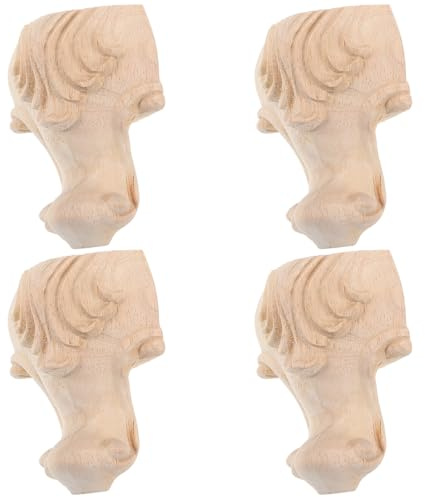 Zerodeko 4 Pcs Pieds de Meubles Vintage en Bois Sculpté Style Européen, Faciles à Installer, Protection du Sol, pour Canapé, Table et Armoire la Maison Bureau