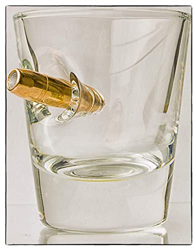 Original KolbergGlas mit echte Patrone Shotglas mit Projektil cal.308 SchotGläser, Whisky Glas Geschenkidee für Männer,Papa,Opa. Whisky, Geschenk für ihn.-Inhalt 4,5 cl