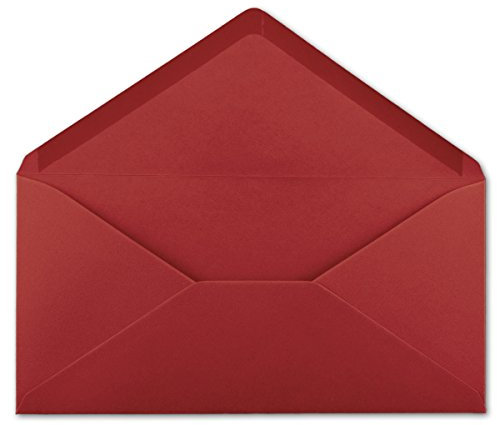 Glüxx-Agent 25 DIN Lang Briefumschläge Dunkelrot 22 x 11 cm -120 g/m² Nassklebung Post-Umschläge ohne Fenster ideal für Weihnachten Grußkarten Einladungen