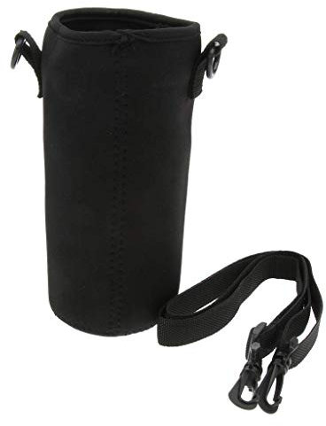Sitrda 1 housse de transport isotherme pour bouteille d'eau, bandoulière réglable et amovible, isolation thermique, noire, 1 L
