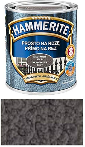 Vernice protettiva per metallo Hammerite, antiruggine, 2,5 l, effetto martellato, Grigio