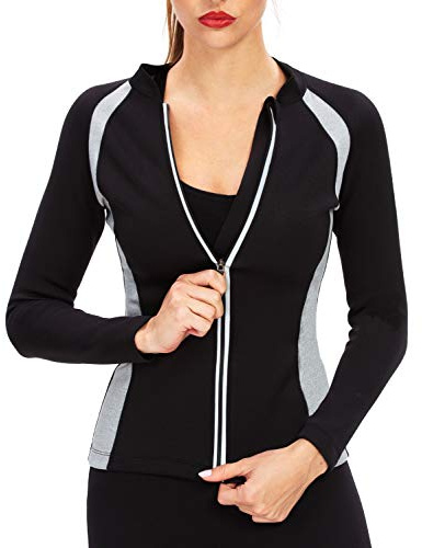 Giacca dimagrante da donna in neoprene, per perdere peso, per allenamento, corsa, allenamento - Nero - S