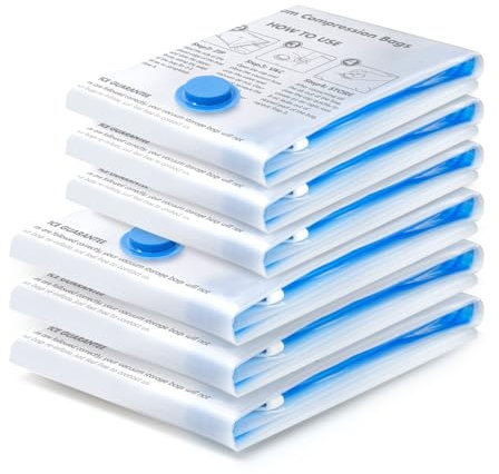 BoxLegend Vacuum Storage Bags 6 Packs Space Saving Bags Vacuum Bags Vacuum Pack Storage Bags 3 Large 80x60cm+3 Small 60x40cm Double Zip Seal & Leak Valve Reusable for Clothes Pillow Comforters Bedding