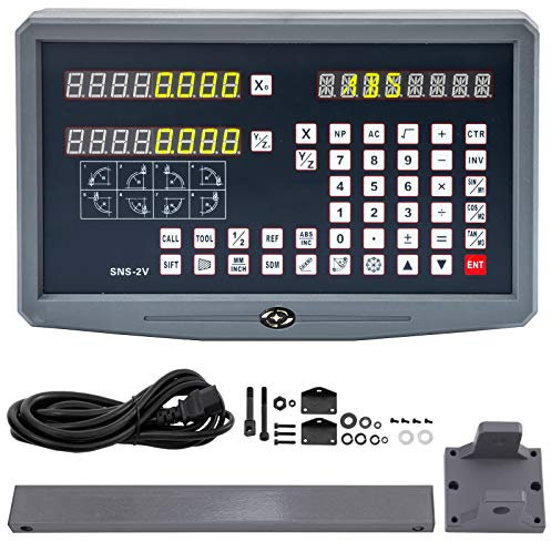 Mophorn Digitales Lineal mit 2 Achsen, Digitales Display, DRO für Fräsmaschine, digitales Lesegerät für Drehmaschinen, digitales Leseset mit 10 Arten von digitalen Linealen