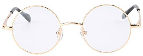 Agstum Round Retro Metal Optical Grade Glasses Frame Clear Lens Eyeglasses with Spring Hinge (Gold, Large Size / 49)