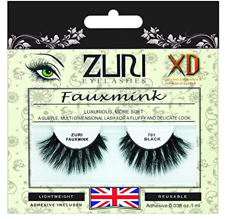 ZURI Fauxmink False Eyelashes | XD/8D X-Dimensional Natural False Lashes | False Eyelashes Natural Look | Thick Eyelashes With Lash Applicator | Natural Eyelashes with Glue | Mink Eyelashes Style #701
