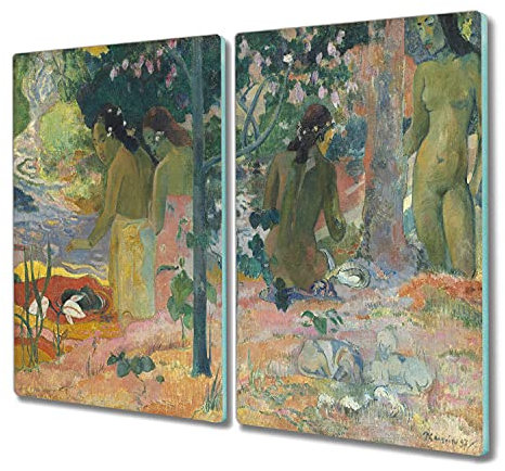 Coloray 2x30x52cm Hackbrett Küchenbrett Kochplattenabdeckung Schneidebrett Herdabdeckplatte - Verlorener Eden Gauguin