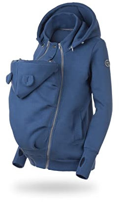 fun2bemum Baby Tragejacke für Mama Känguru Kapuze Jeans Blau VORNE/HINTEN (XXL)