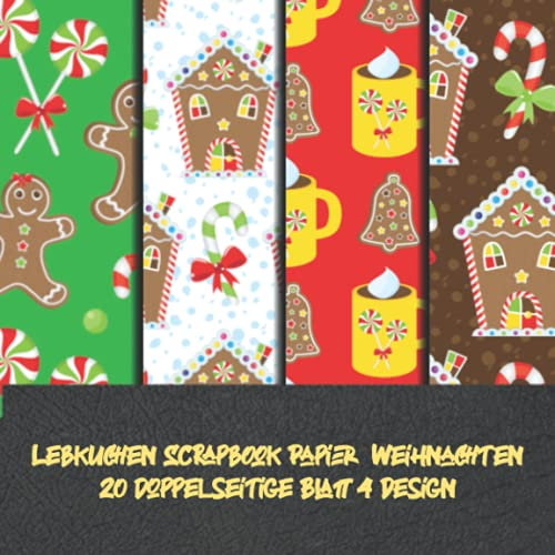 Lebkuchen Scrapbook Papier Weihnachten 20 doppelseitige Blatt 4 Design