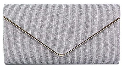Naimo Damen Pailletten Abendbörse Hochzeit Party Clutch Tasche, Grau / Violett, Einheitsgröße