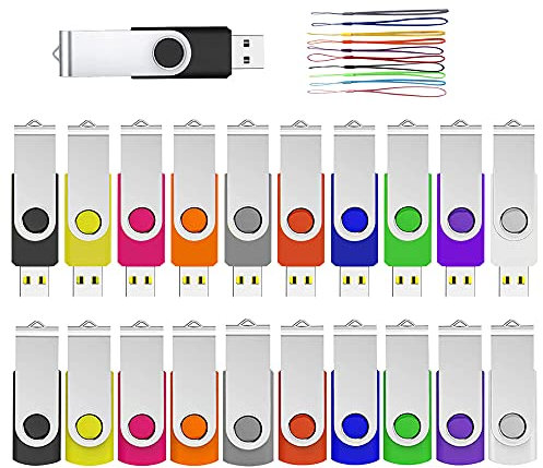 Lot de 50 Clé USB 2 Go ABLAZE Clef USB 2Go Rotation Pendrive Disque USB 2.0 Mémoire Stick avec 20 Cordes (10 Couleurs,2GB*50PCS)