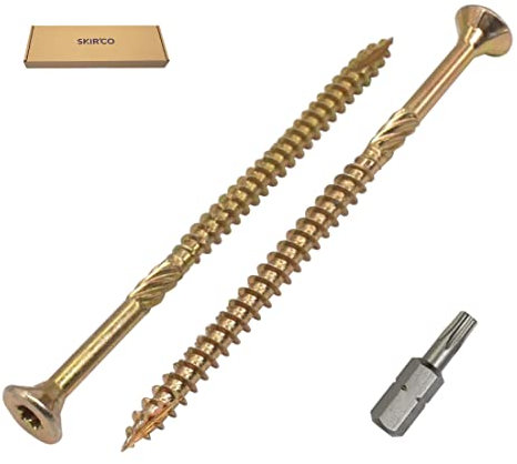 SKIR'CO Confezione da 100 viti universali in acciaio zincato da 5,0 x 100 mm, testa svasata, testa torx, tipo 17, viti truciolare (100, 5,0 x 100 mm)