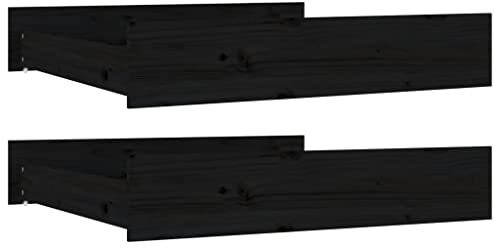 vidaXL 2X Bettschublade Bettkasten Bettschubkasten Schubkasten Unterbettschublade Bettschubladen Schublade Schlafzimmer Schwarz Massivholz Kiefer