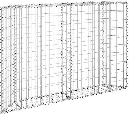 vidaXL Lit Surélevé à Gabion en Trapèze Jardinière à Gabion Patio Terrasse Jardin Extérieur Parterre de Fleurs Plantes Acier Galvanisé 150x20x100 cm
