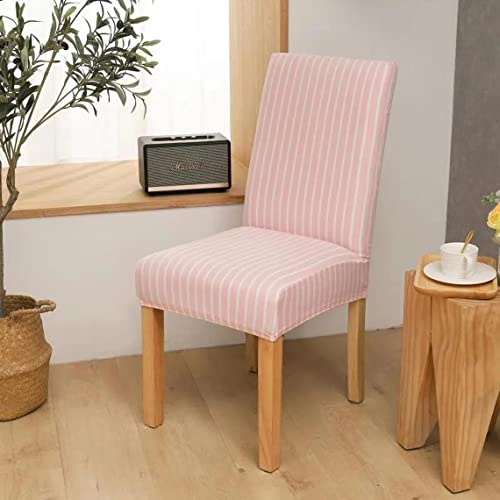 Stripe Dining Chair Covers Washable Stretch Chair Slipcover Removable Chair Protector (Pink)