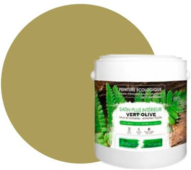 BOX DECO COULEURS Peinture murale naturelle écologique aspect satin intérieur Natura - 2,5L / 33m², Vert Olive