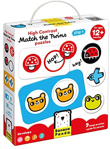 Banana Panda High Contrast Match The Twins Puzzles für Kinder ab 12 Monaten - Puzzle 16 Teile mit Tiermotiven - Kinderpuzzle Kleinkind Spielzeug