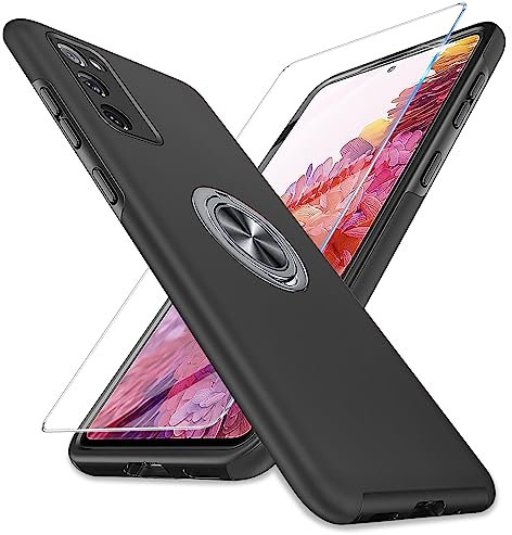 Vanki S20 FE Hülle mit Schutzfolie Outdoor Handyhülle 2023 Upgraded Schutzhülle für Samsung Galaxy S20 FE 5G Hülle Robust Case [Magnetisch Ring] Bumper Cover (Schwarz)