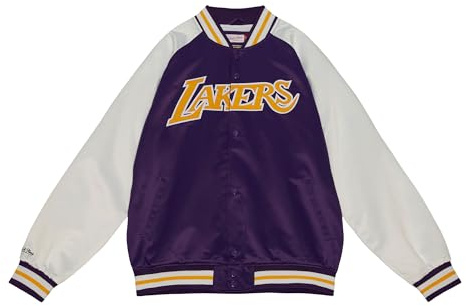Mitchell & Ness NBA Primetime Lightweight Satin Jacke, farblich abgesetzte Ärmel, Druckknopf Verschluss, Rippstrickbündchen, Herren, Frauen, Kinder, Unisex, Frühling, Sommer, Herbst, Winter