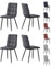 mcc direct Esszimmerstuhl im 4er Set aus Kunstvelourleder mit Metallbeinen Designerstuhl Küchenstuhl Henri (Grau)