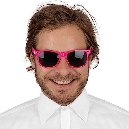 Maelsa® Lunettes de soleil couleur Blues Brothers vintage adulte - Accessoire déguisement fête - Plusieurs coloris disponibles, classique, fluo - Matière plastique - Quantité : 1 (Rose fluo)