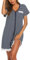 Ekouaer Chemise de Nuit Cotton col V Femme Manches Courtes Nuisette d'été Femme, Ydf2, XXL