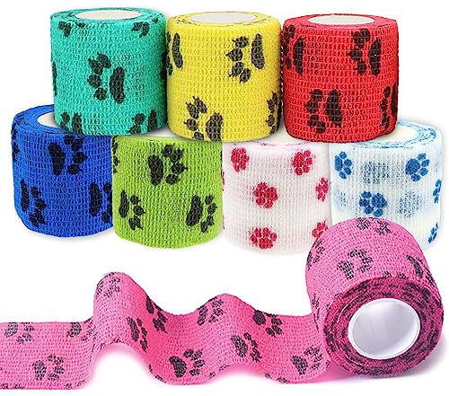 SenZee Selbsthaftende Bandage Hund 8 Rollen Elastische Selbstklebender Verband Hund Haftbandage Vet Wrap für Hunde Katze Haustiere 5cm x 4.5m