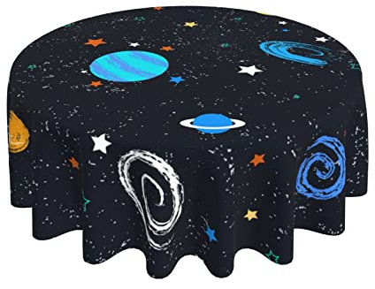 Gartentischdecke Niedlicher Universum-Planeten-Stern rutschfeste Tischdecke Wasserdicht Wachstuch 152Cm Für Party Terrasse Jubiläum