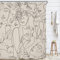 Riyidecor Lot de 12 rideaux de douche abstraits pour décoration de salle de bain, motif floral, chat, noir, beige, lignes artistiques, esthétiques, minimalistes, visage, corps, plantes, tissu