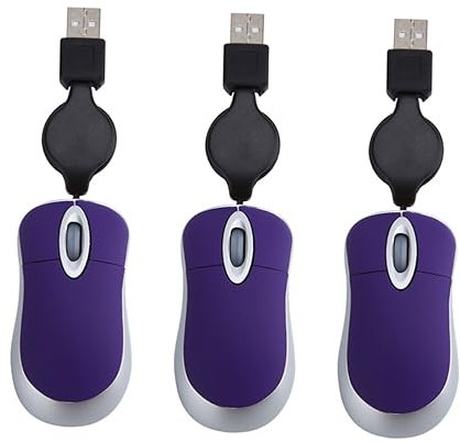UKCOCO 3 Pièces Prise USB Souris De Jeu Souris Filaire Silencieuse D'ordinateur USB Filaires Mettre en Sourdine sans Fil Mini Violet Travail Petite Portable