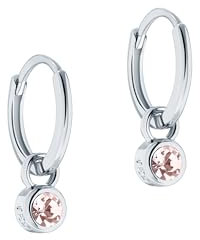 Ted Baker Sinalaa Crystal Huggie Hoop Earrings For Women (Silver/Pink Crystal)