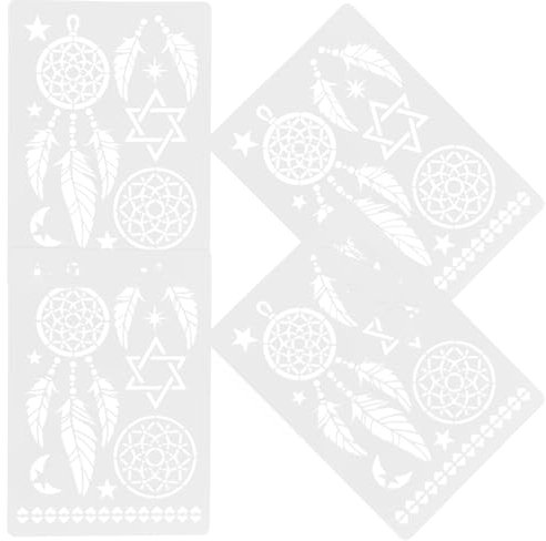 VILLCASE 4stücke Teiliges Mandala Schablonen Für Und Bodenmalerei Wiederverwendbare Malvorlagen Für Kreative Bastelprojekte Geeignet Für Wände Und Möbelgestaltung