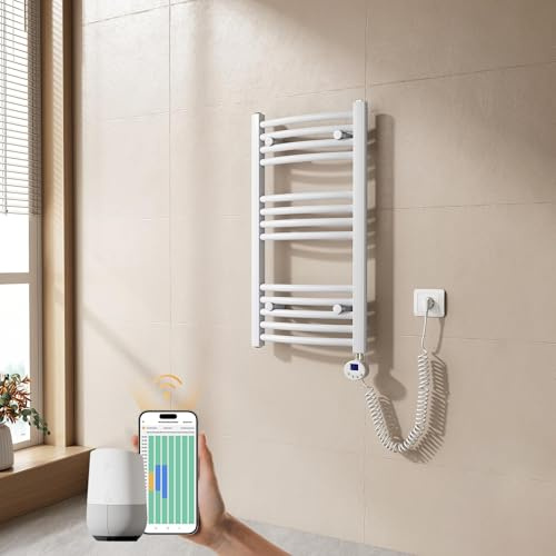 EMKE Radiador Toallero Eléctrico para Baño,75 x 40 cm, Secatoallas eléctrico con WiFi termostato, 250 vatios (Blanco),Toallero Electrico Baño