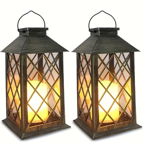 1pc Solar Laterne Outdoor, Dekorative Kerze Laterne, Garten Hängende Laterne Wasserdichte LED Flackernde Flammenlose Kerze Mission Lichter für Garten, Rasen, Terrasse, Hof und Weihnachtsdekoration