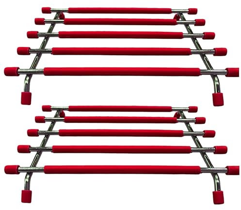 4All Kitchen Trivet Stand Heat Resistant Anti Slip Worktop Protector Stainless Steel Stand For Hot Pans (RED, Pack of 2)