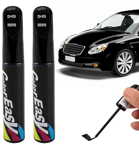 LANAFAY 2 PCS Lápiz de Retoque,Pluma De Retoque del Coche,Rotulador De Reparación De Arañazos,para Retoque de Coche, Elimina arañazos y repara desconchones de Piedra(12ML/PC,Negro Brillante)