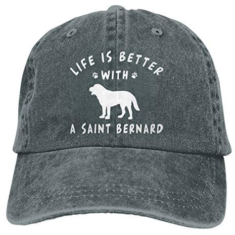 ATOurDealss Life is Better with A Saint Bernard Adjustable Baseball Cap Dad Hat Trucker Cap Deep Heather, Deep Heather, One size