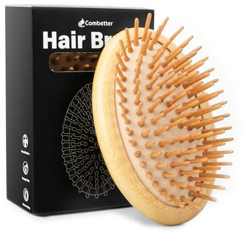 Combetter Bamboo Brush for Hair Growth(No Handle Design), Natural Wood Brush, Mini Hair Scalp Massager Bamboo Bristles Detangling Hairbrush for Women, Men &Kids