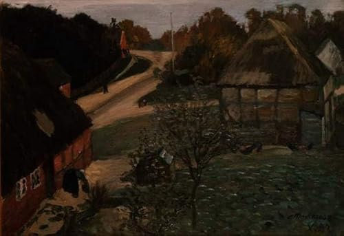 TVLAR Berühmte Gemälde Leinwand Plakat Vintage Leinwanddruck Das Dorf Worpswede von Otto Modersohn Gemälde Fotodruck für Wohnzimmerdekoration 60x90cm