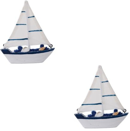 SEWACC 2pcs Creative Car Ornament Decor Sail Boat Cake Topper Sailboat Model House Ornaments Sailboat Sculpture Sailboat Table Ornament Sailboat Figurine Wooden Sailboat Ornament