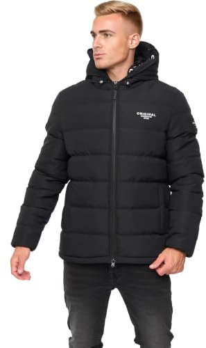 Crosshatch Mens Puffer Heavy Padded Fleece Lined Coat Jacket Fur Hooded Bubble