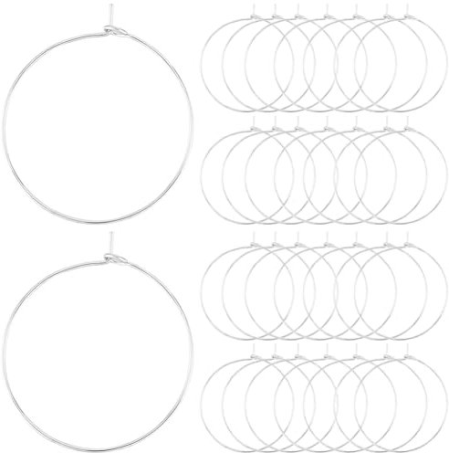 Beebeecraft 1 Caja de 100 Aros de Alambre para Pendientes 316 Aros Redondos de Acero Inoxidable Accesorios para Pendientes Abalorios para Copas de Vino Anillos para Hacer Joyas con Abalorios de 30mm