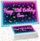 PINK & BLUE NEON BIRTHDAY PERSONALISED ICING EDIBLE LARGE CAKE TOPPER DECORATION SUITABLE FOR USE ON COSTCO CAKE R3-351