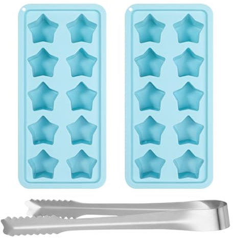 2 Pieces of Star Molds, 1 Piece of Stainless Steel Clip, Silicone Mold, DIY Dessert Ice Cube Mold, Creative Ice Tray Mold